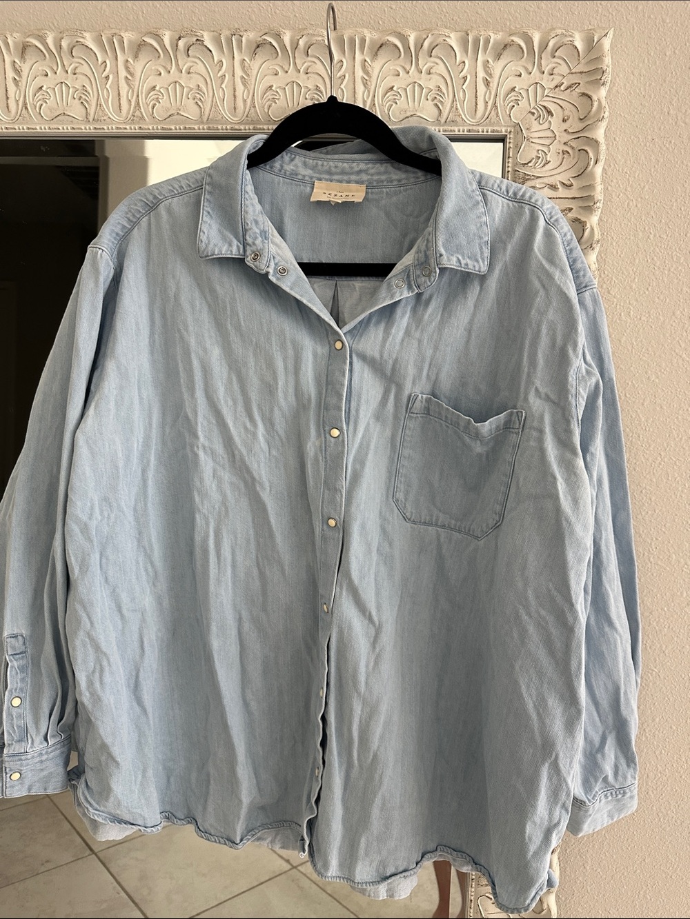 Sezane Light Blue Button-Front Denim Shirt